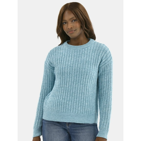 Time and Tru Women's and Women’s Plus Textured Stitch Sweater, Midweight, Sizes XS-4X