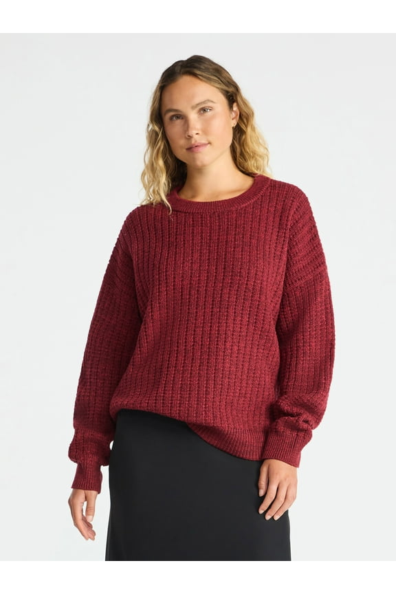 Women's and Women’s Plus Textured Stitch Sweater, Midweight, Sizes XS-4X