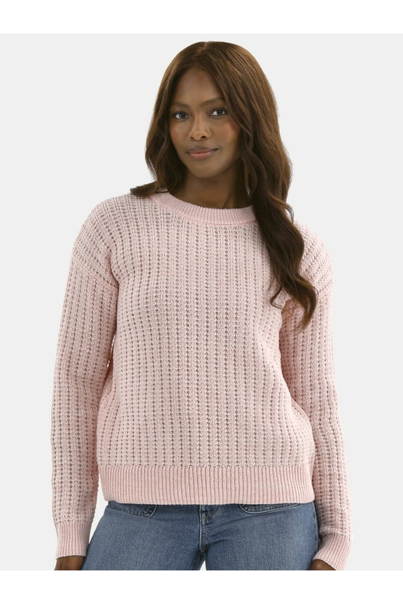 Women's and Women’s Plus Textured Stitch Sweater, Midweight, Sizes XS-4X