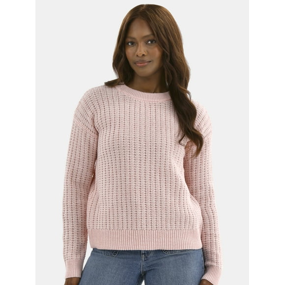 Time and Tru Women's and Women’s Plus Textured Stitch Sweater, Midweight, Sizes XS-4X