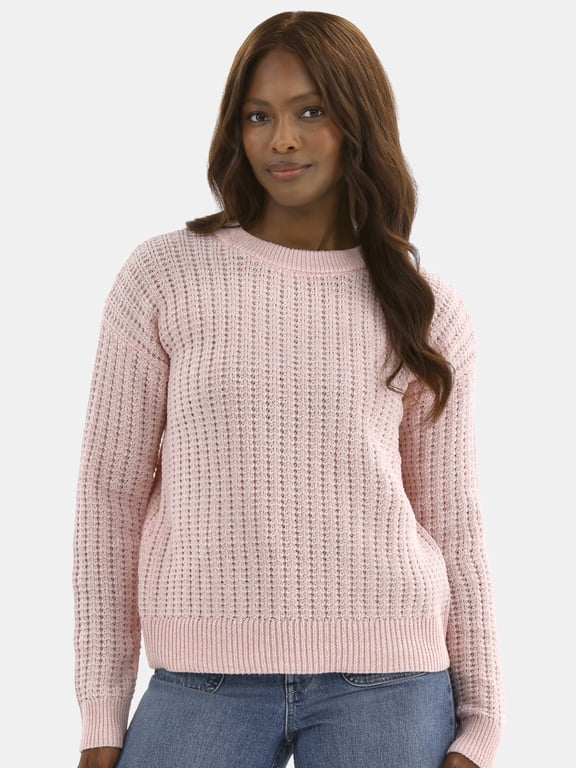 Women's and Women’s Plus Textured Stitch Sweater, Midweight, Sizes XS-4X