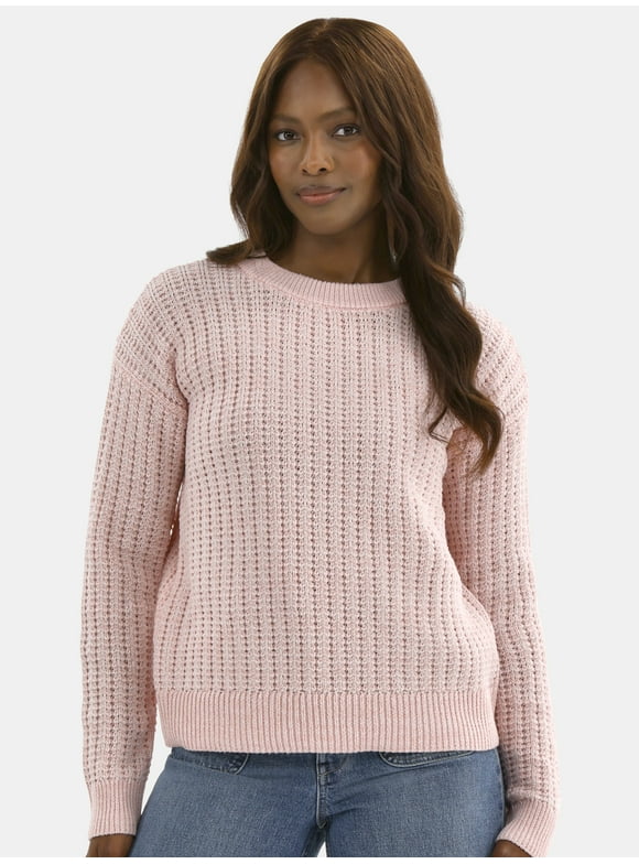 Women's and Women’s Plus Textured Stitch Sweater, Midweight, Sizes XS-4X