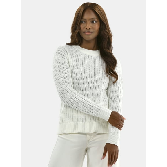 Time and Tru Women's and Women’s Plus Textured Stitch Sweater, Midweight, Sizes XS-4X
