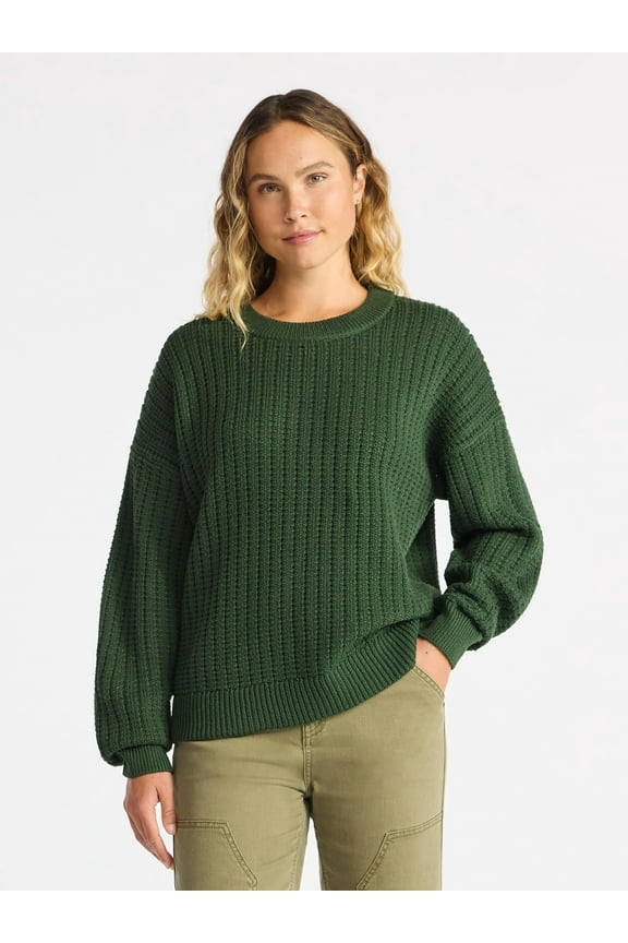 Women's and Women’s Plus Textured Stitch Sweater, Midweight, Sizes XS-4X