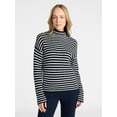 thumbnail image 1 of Time and Tru Women's Stripe Funnel Neck Sweater with Long Sleeves, Midweight, Sizes, XS-XXXL, 1 of 6