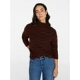 thumbnail image 1 of Time and Tru Women's Stripe Funnel Neck Sweater with Long Sleeves, Midweight, Sizes, XS-XXXL, 1 of 6