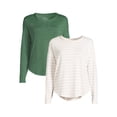 thumbnail image 1 of Time and Tru Women's Long Sleeve Hacci Top (2 Pack), 1 of 6