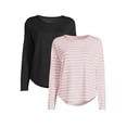 thumbnail image 1 of Time and Tru Women's Long Sleeve Hacci Top (2 Pack), 1 of 5