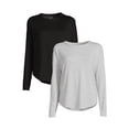 thumbnail image 1 of Time and Tru Women's Long Sleeve Hacci Top (2 Pack), 1 of 5