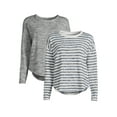 thumbnail image 1 of Time and Tru Women's Long Sleeve Hacci Top (2 Pack), 1 of 5