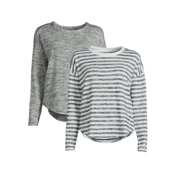 Time and Tru Women's Long Sleeve Hacci Top (2 Pack)