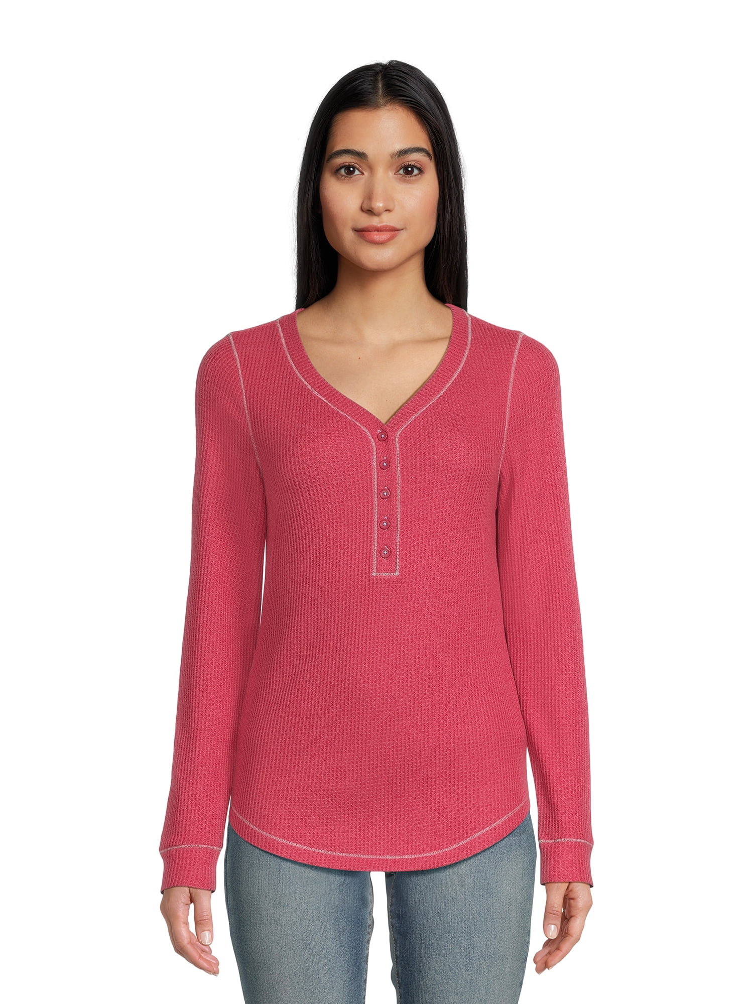 Basic Soft Long Sleeve Henley Top main image 1