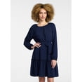 thumbnail image 1 of Time and Tru Women's Lace Trimmed Mini Dress with Long Sleeves, Sizes XS – XXXL, 1 of 5