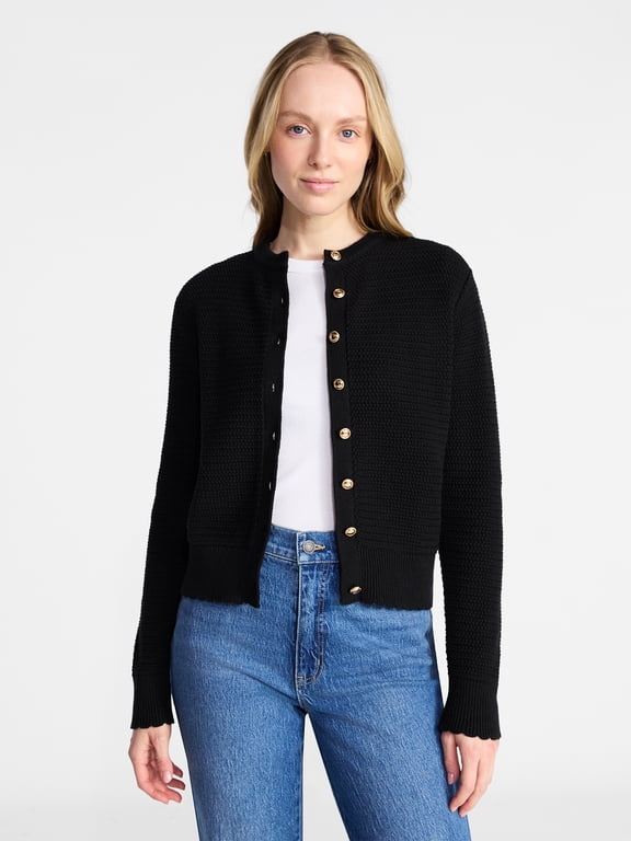 Women's Button Front Textured Cardigan, Sizes XS-XXXL