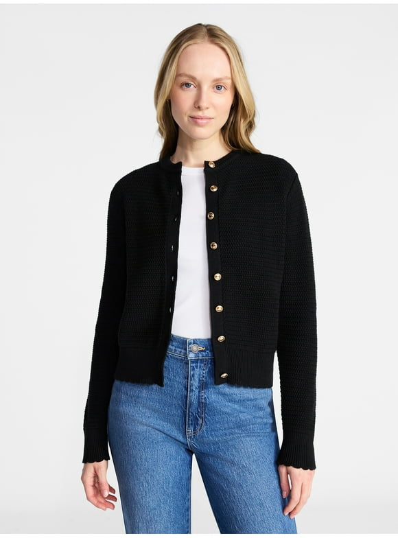 Women's Button Front Textured Cardigan, Sizes XS-XXXL