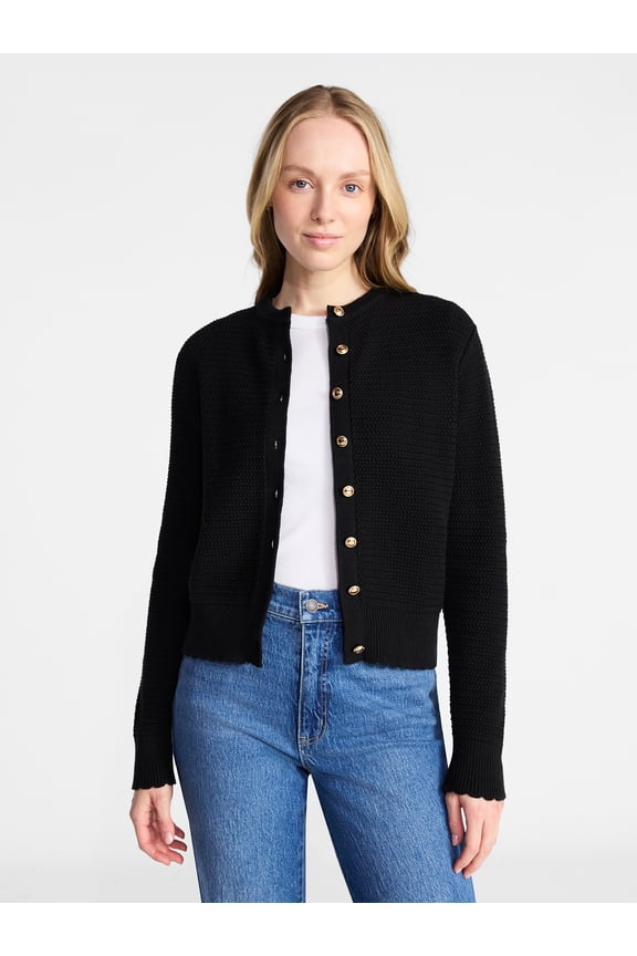 Women's Button Front Textured Cardigan, Sizes XS-XXXL