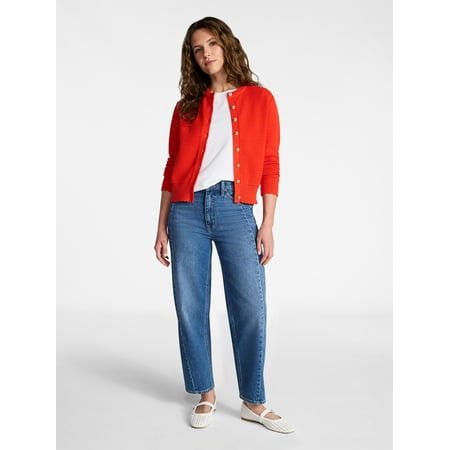 Time and Tru Women's Textured Knit Cardigan Sweater with Long Sleeves, Sizes XS-XXXL