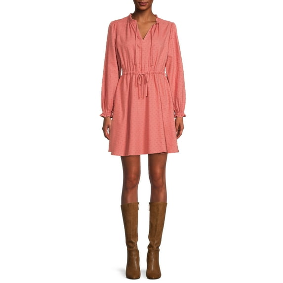 Time and Tru Women's Long Sleeve Peasant Dress