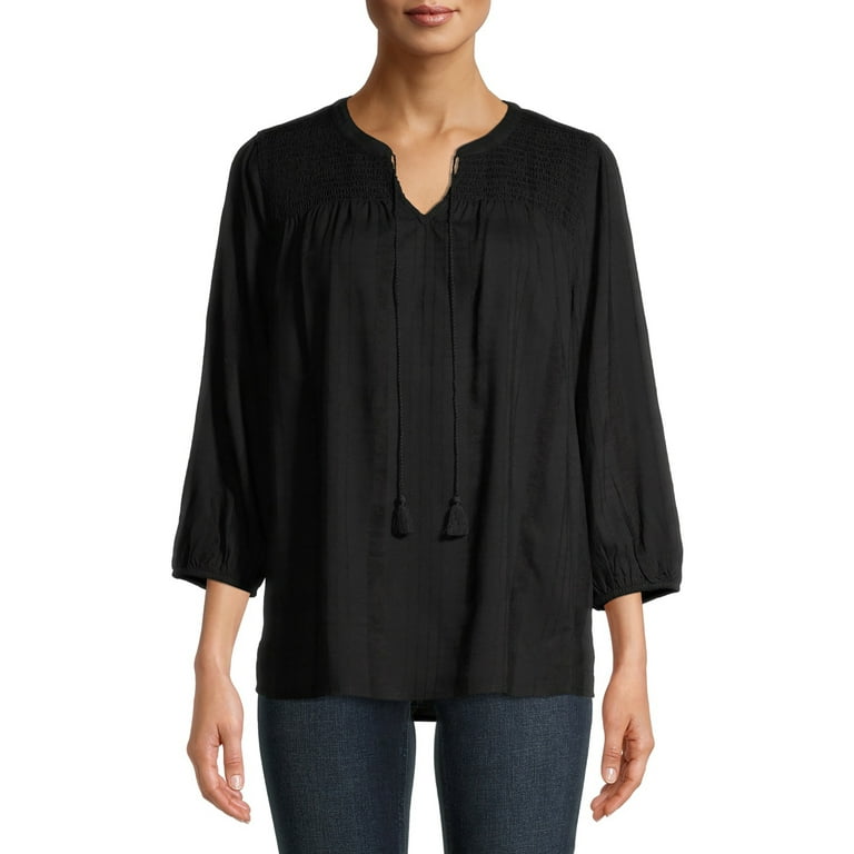 Black long sleeve peasant top top
