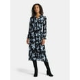 thumbnail image 1 of Time and Tru Women's Pintuck Midi Dress with Long Sleeves, Sizes XS-XXXL, 1 of 5