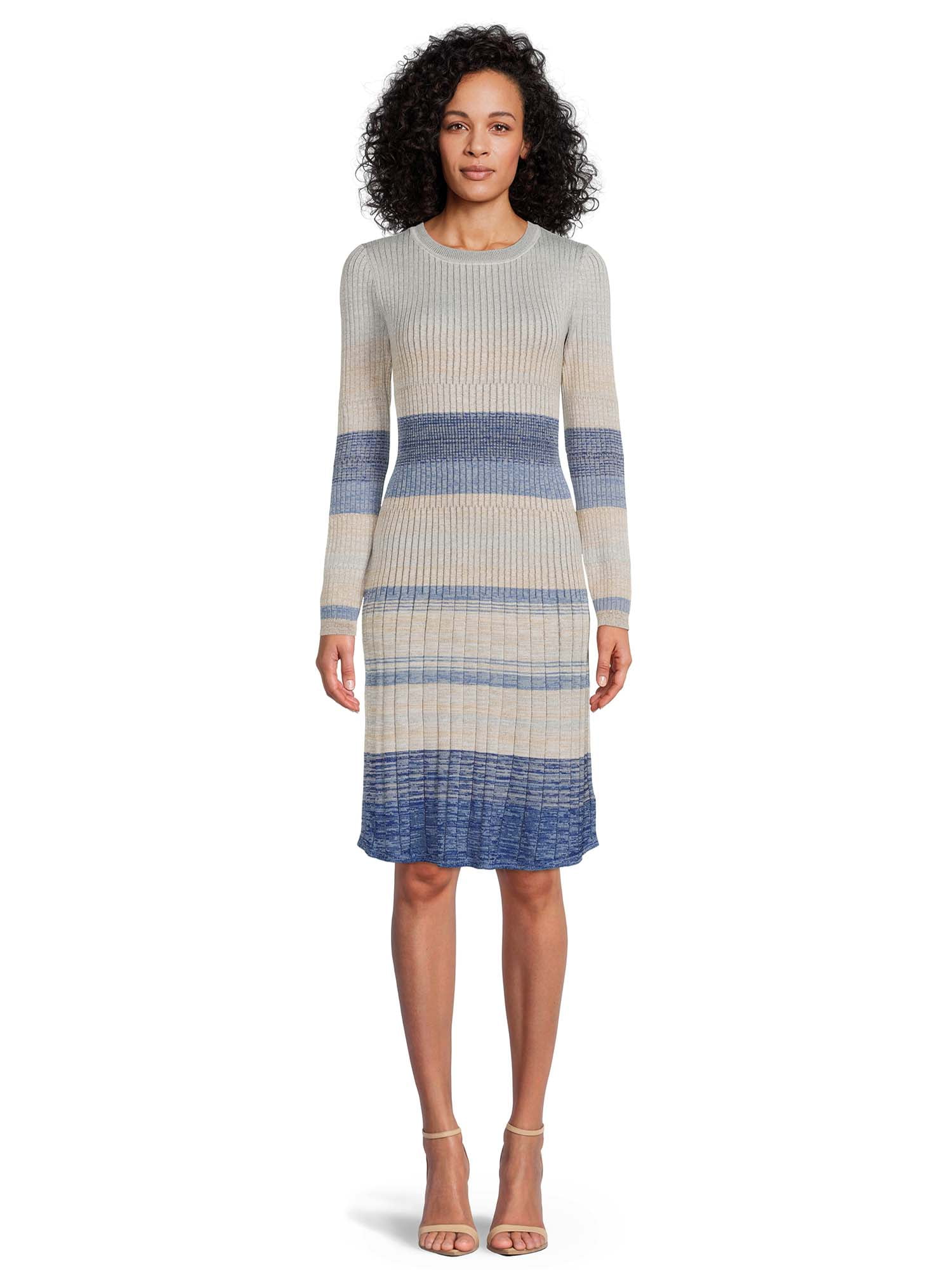 Time and Tru Women's Long Sleeve Plaited Rib Sweater Dress - Walmart.com Time and Tru Women's Long Sleeve Plaited Rib Sweater Dress - Walmart.com