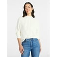 thumbnail image 1 of Time and Tru Women's Pointelle Mock Neck Pullover Sweater with Long Sleeves, Lightweight, Sizes XS-XXXL, 1 of 6