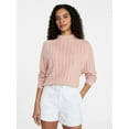 thumbnail image 1 of Time and Tru Women's Pointelle Mock Neck Sweater with Long Sleeves, Lightweight, Sizes, XS-XXXL, 1 of 6