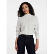 Time and Tru Women's Pointelle Mock Neck Sweater with Long Sleeves, Lightweight, Sizes, XS-XXXL