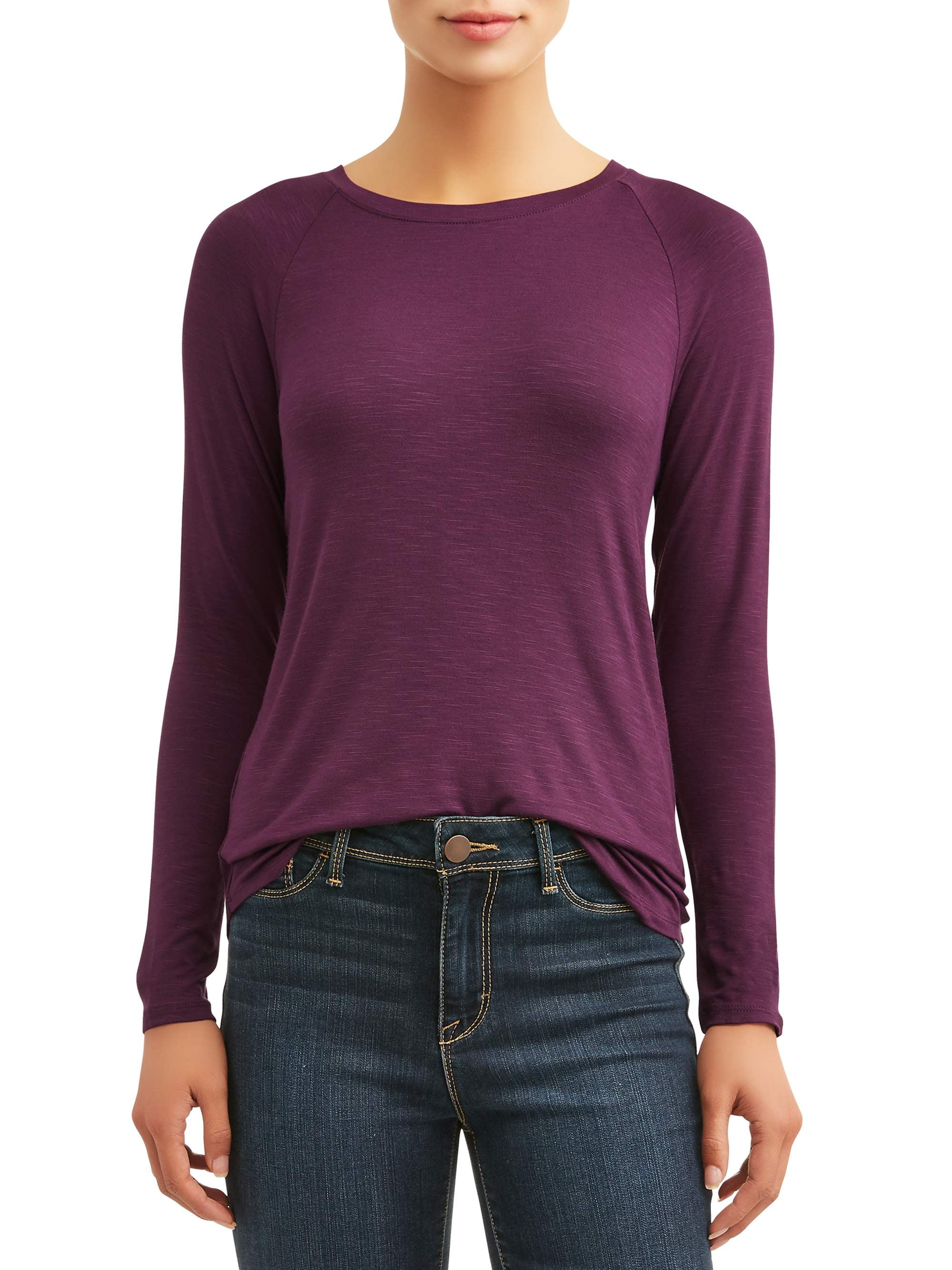 Time and Tru Women's Long Sleeve Raglan T-Shirt - Walmart.com