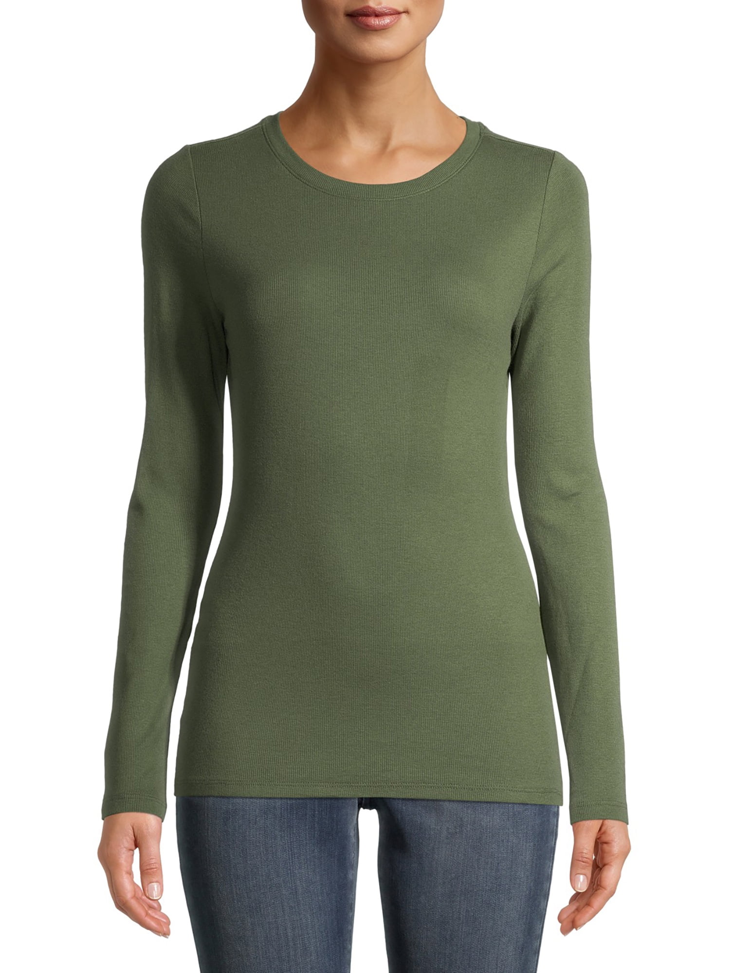 Time and Tru Women's Long Sleeve Rib T-Shirt