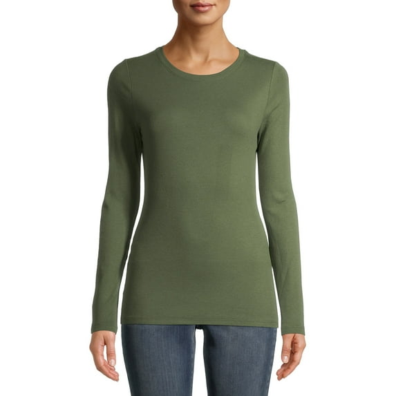 Time and Tru Women's Long Sleeve Rib T-Shirt