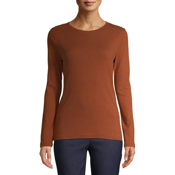Time and Tru Women's Long Sleeve Rib T-Shirt