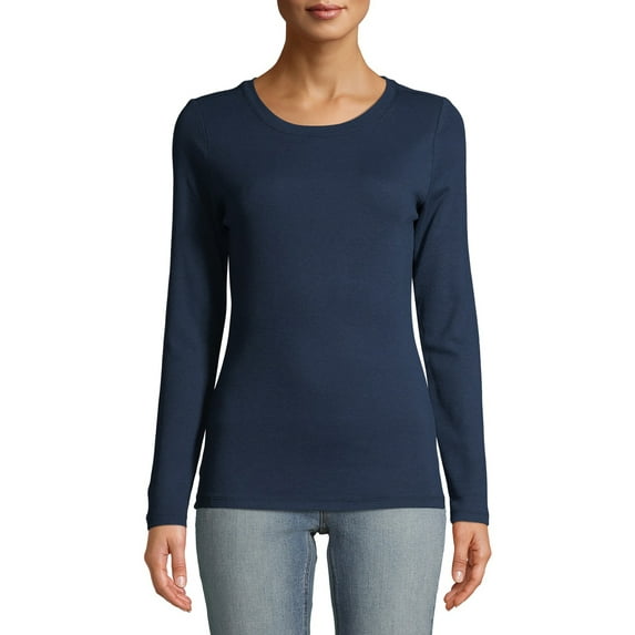 Time and Tru Women's Long Sleeve Rib T-Shirt