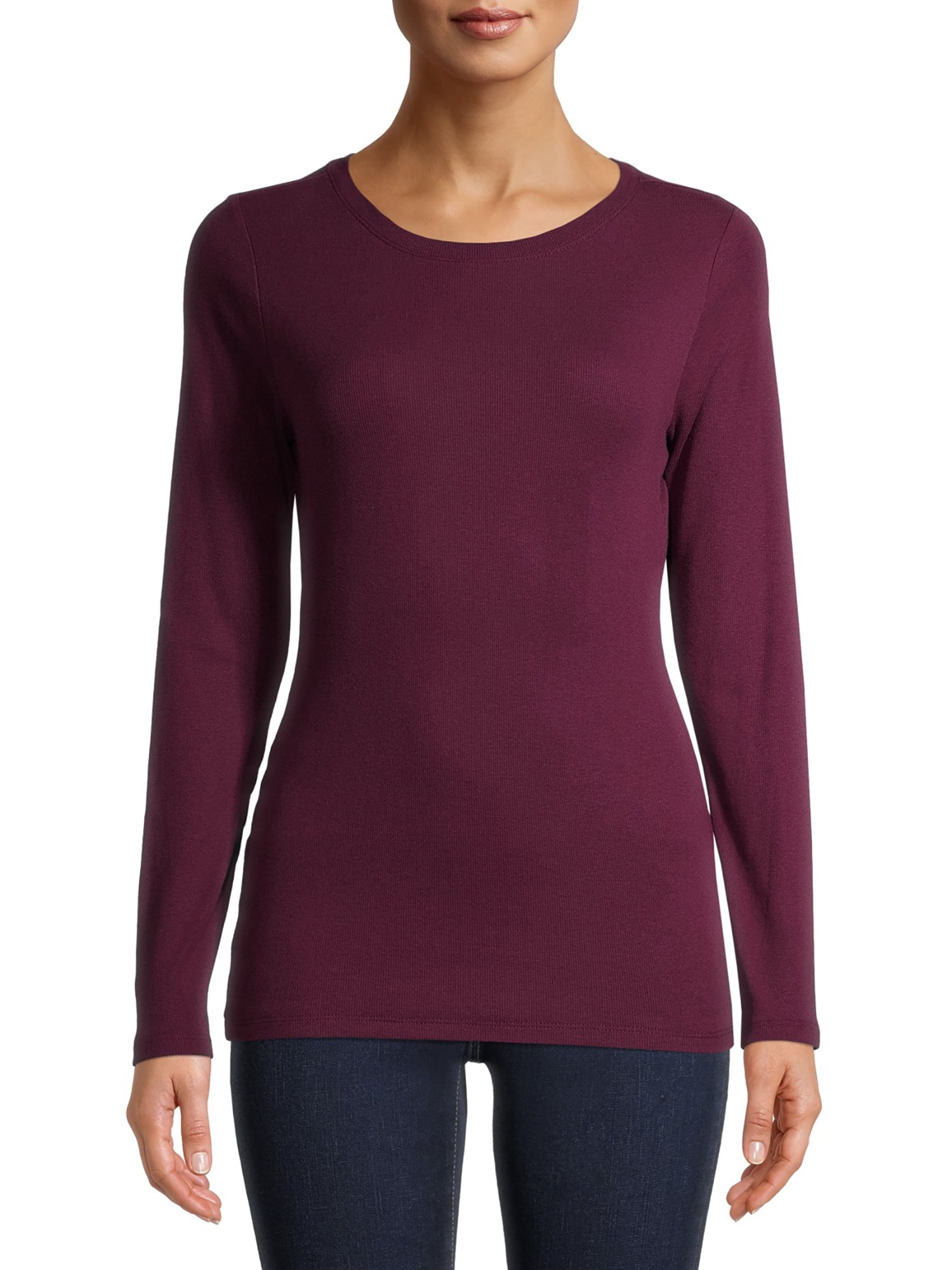 Time and Tru Women's Long Sleeve Rib T-Shirt
