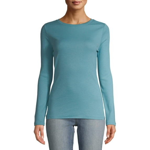 Time and Tru Women's Long Sleeve Rib T-Shirt