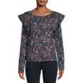 thumbnail image 1 of Time and Tru Women's Long Sleeve Ruffle Top, 1 of 5