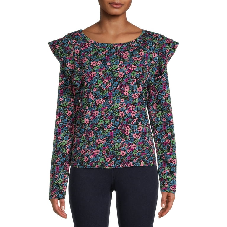 Walmart time and tru ruffle sleeve top hotsell