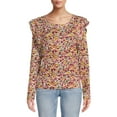 thumbnail image 1 of Time and Tru Women's Long Sleeve Ruffle Top, 1 of 5
