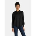 thumbnail image 1 of Time and Tru Women's Button Front Shirt with Long Sleeves, Sizes XS-XXXL, 1 of 6