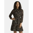 thumbnail image 1 of Time and Tru Women's Smocked Mini Dress with Long Sleeves, Sizes XS-XXXL, 1 of 6