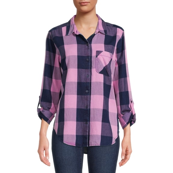 Time and Tru Women's Long Sleeve Soft Button Down Shirt