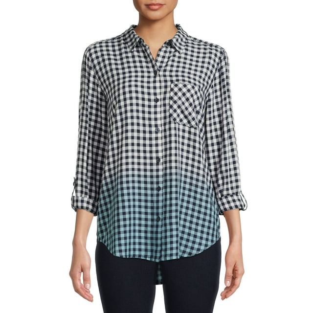 Time and Tru Women's Long Sleeve Soft Button Shirt - Walmart.com