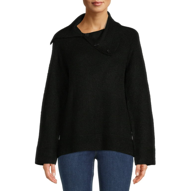 Split High Neck Collar Long Sleeve Sweaters Split High Neck Collar Long Sleeve Sweaters
