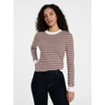 thumbnail image 1 of Time and Tru Women's Stripe Pointelle Rib Sweater with Long Sleeves, Lightweight, Sizes XS-XXXL, 1 of 6