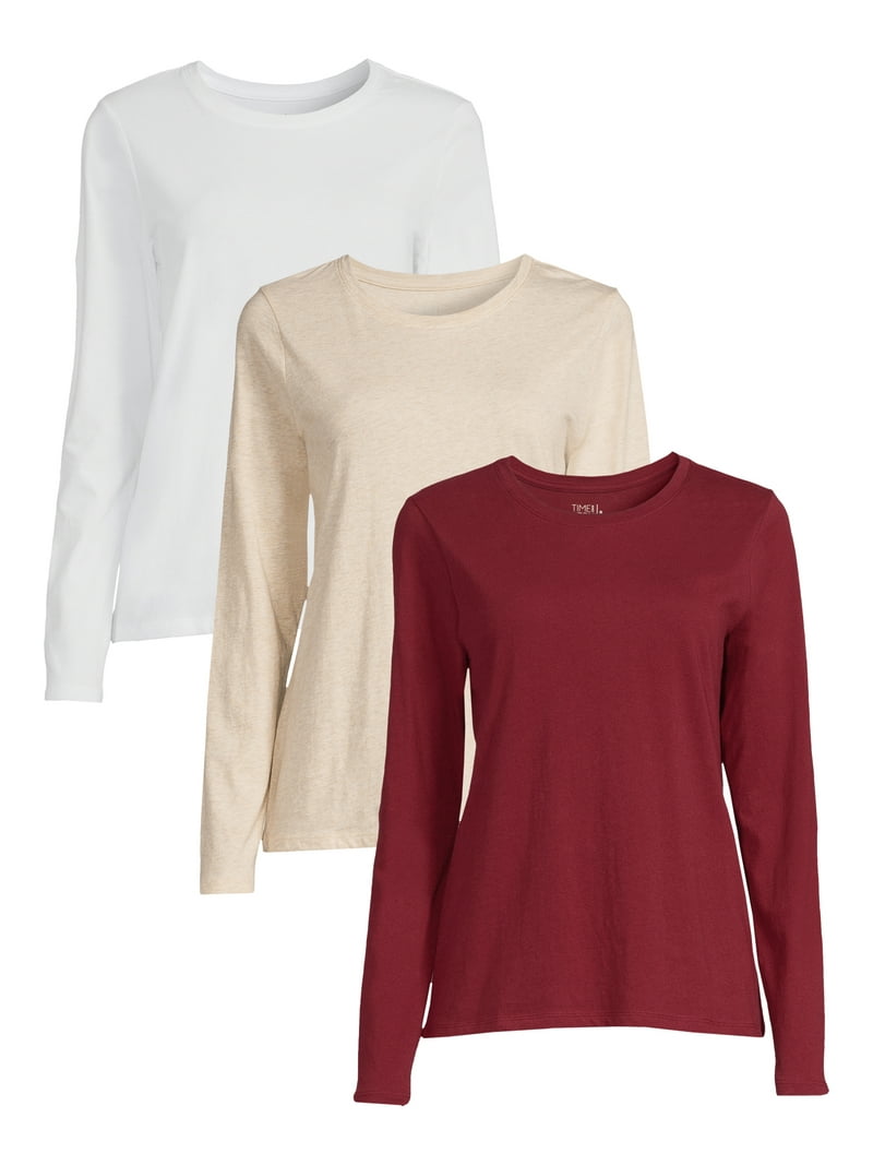 Time and Tru Long Sleeve T-Shirt - Hip Length Cotton Tee