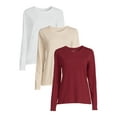 thumbnail image 1 of Time and Tru Women's Long Sleeve T-Shirt (3 Pack), 1 of 5