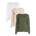 thumbnail image 1 of Time and Tru Women's Long Sleeve T-Shirt (3 Pack), 1 of 5