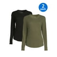 thumbnail image 1 of Time and Tru Women's Long Sleeve Thermal Top, 2-Pack, 1 of 5