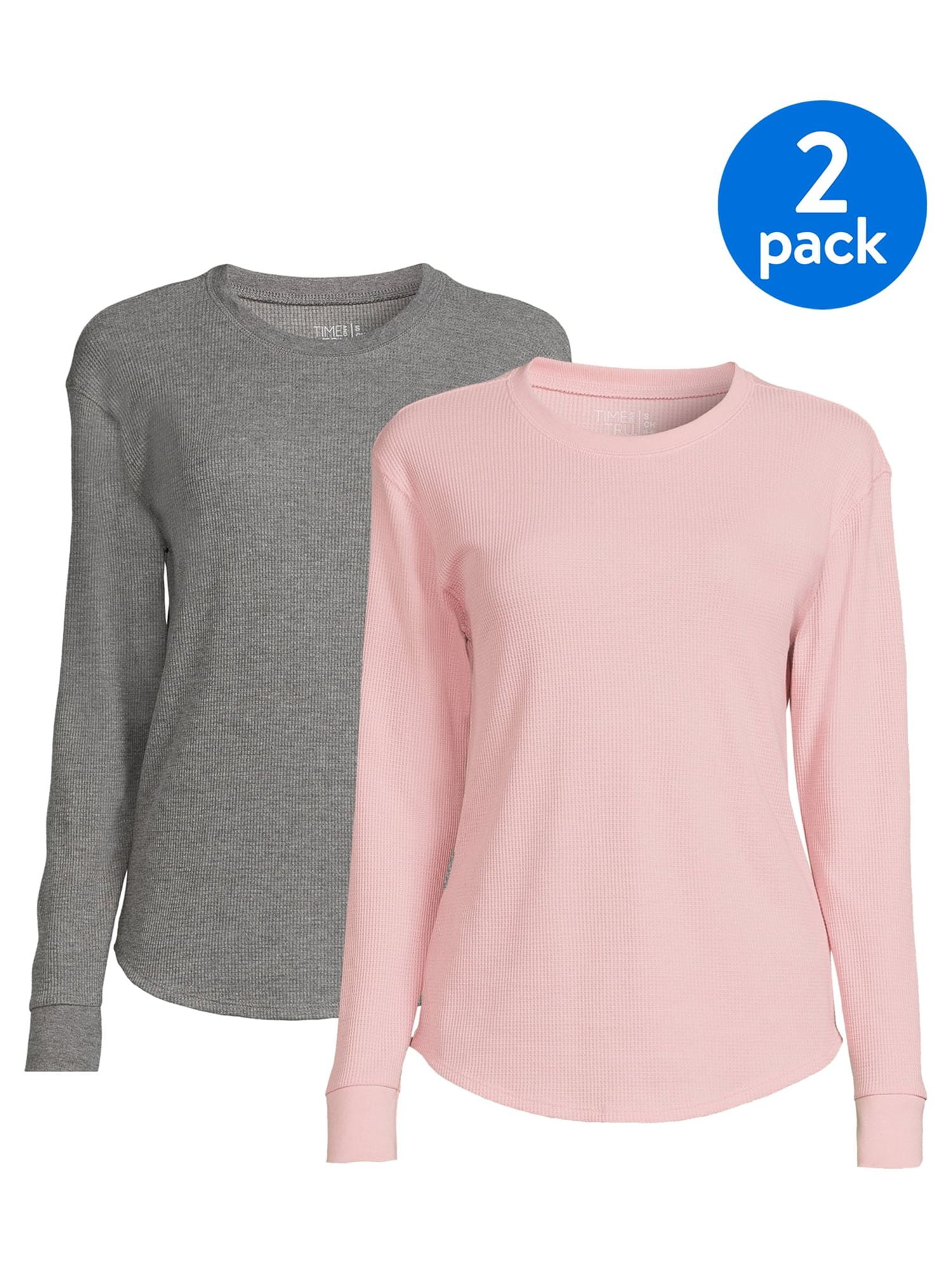 2 pack Time and Tru Women s and Women s Plus Crewneck Sweatshirt with Long Sleeves Sizes XS 4X