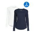 thumbnail image 1 of Time and Tru Women's Long Sleeve Thermal Top, 2-Pack, 1 of 6